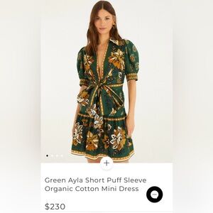 FARM Rio Green Floral Mini Dress